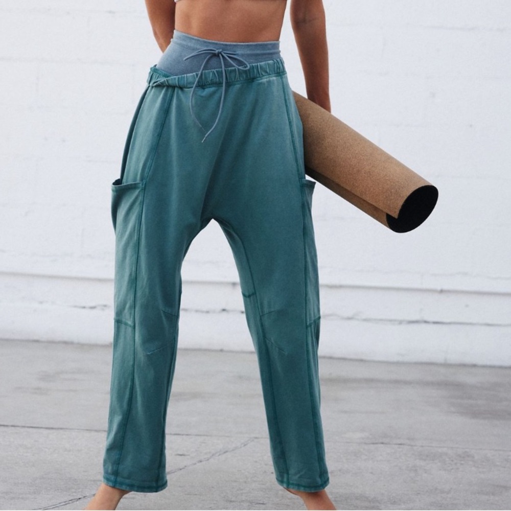FP Movement by Free People Teal Drawstring High-Waist Joggers